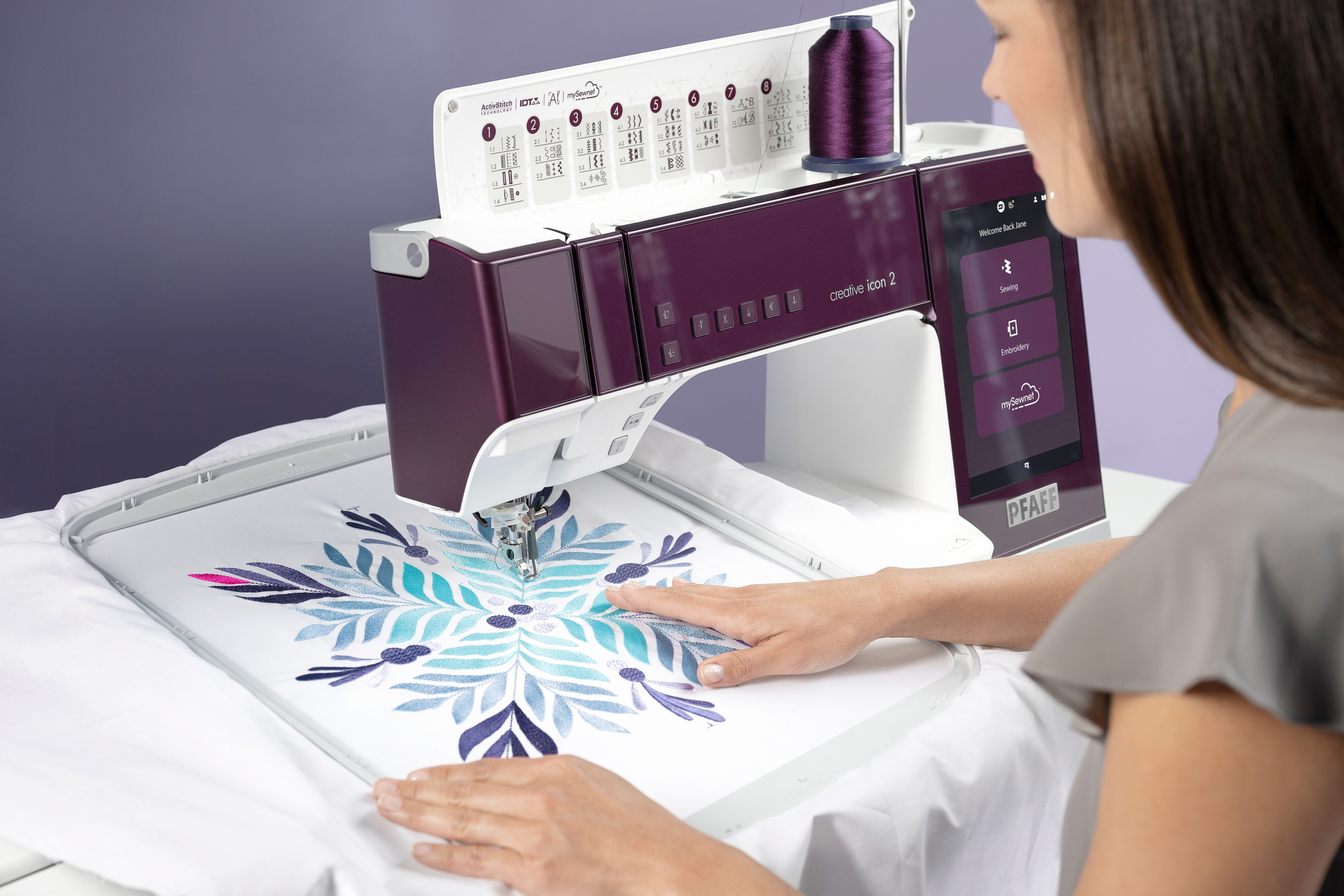 PFAFF creative icon 2 Purple Aurora Sewing and Embroidery Machine