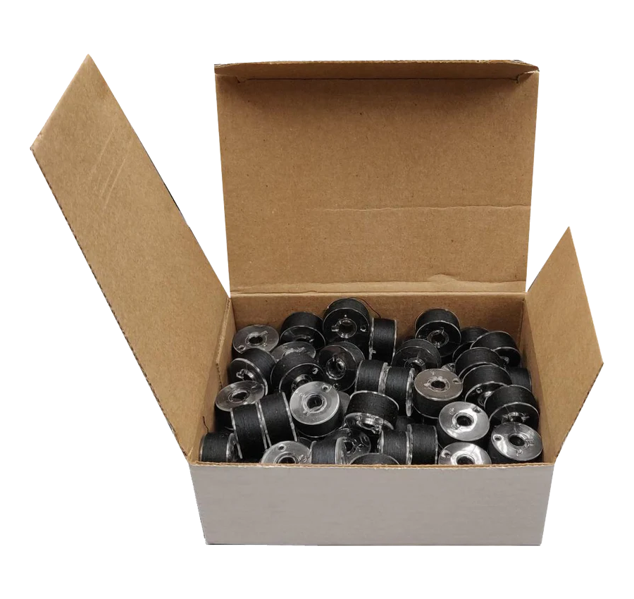 Fil-Tec 80ct Clear Glide Class 15 Size "A" Prewound Embroidery Bobbins Black 90 Weight Thread 60402