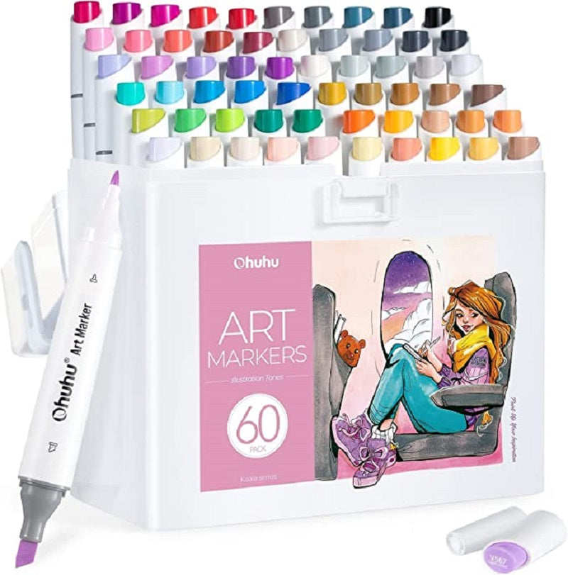 Ohuhu Kaala 60ct Portrait Slim Broad/Fine Dual Tip Alcohol Markers Y30-80402-35