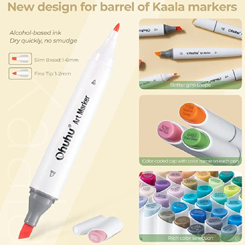 Ohuhu Kaala 24ct Slim Broad/Fine Dual Tip Alcohol Markers Y30-80402-37