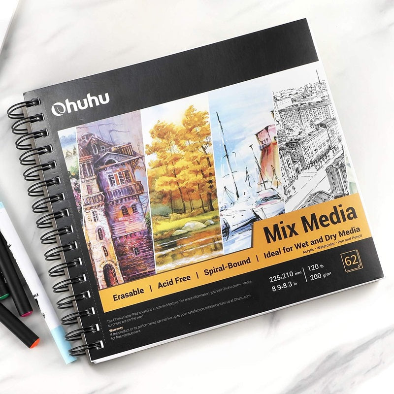 Ohuhu 62 Sheet 8.9"x8.3" Heavyweight Mixed Media Pad 200GSM Y44-83000-19