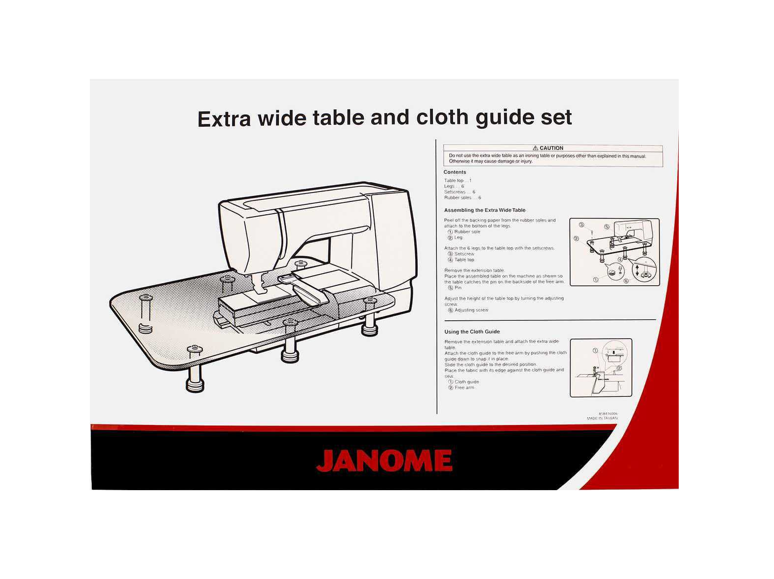 Janome Extra Wide Table with Cloth Guide for Memory Craft Machines 858416006