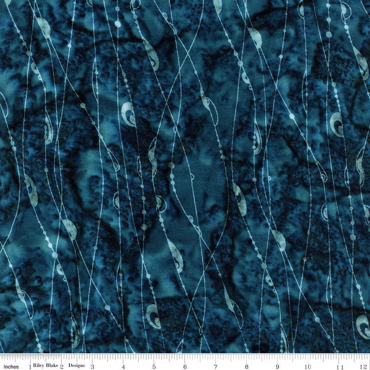 Riley Blake Expressions Batiks String Theory Rayon Stone Blue by the Half Yard BTR23130-297