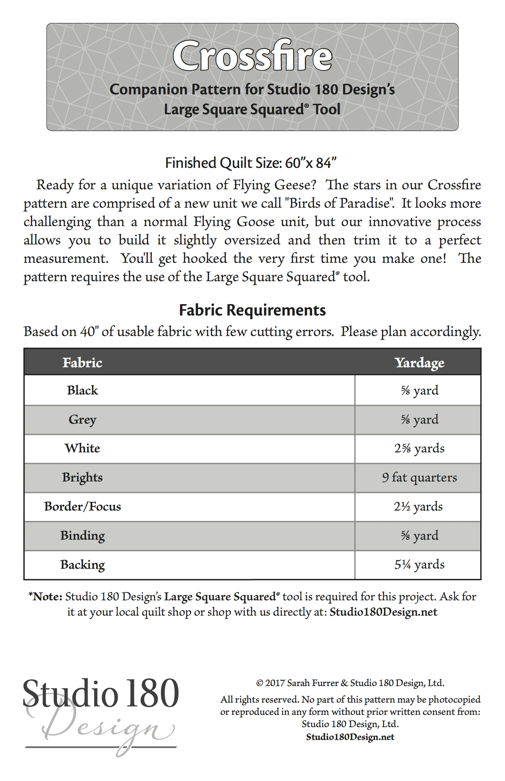 Studio 180 Design Crossfire Quilting Pattern MOD012 for Sale at World Weidner