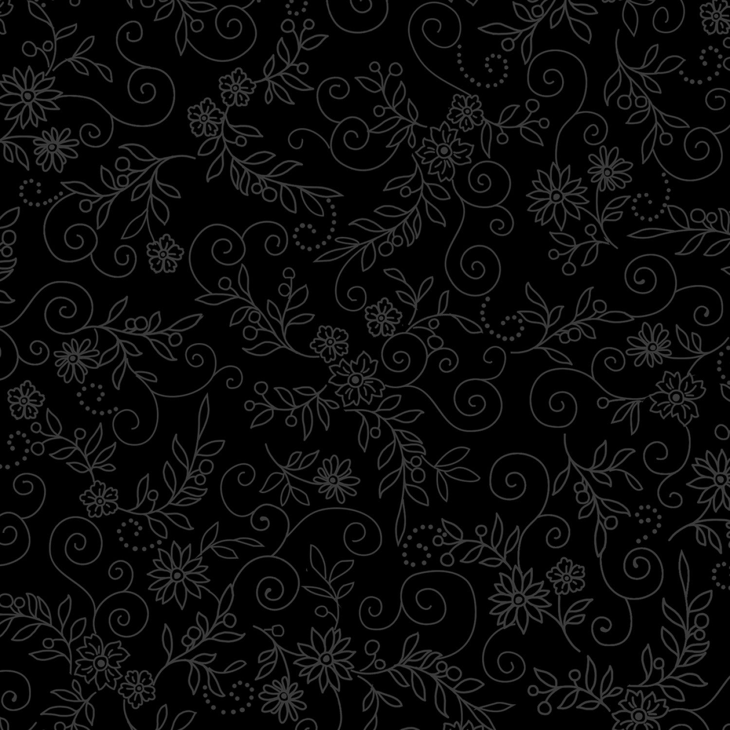 P & B Textiles Onyx 2 Floral Vine and Scroll by the Half Yard ONY205521-K