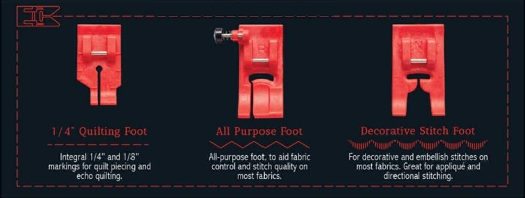 SewFine 3pc Ultra T High Performance Presser Foot Set for Brother / BabyLock and Janome 9mm Machines