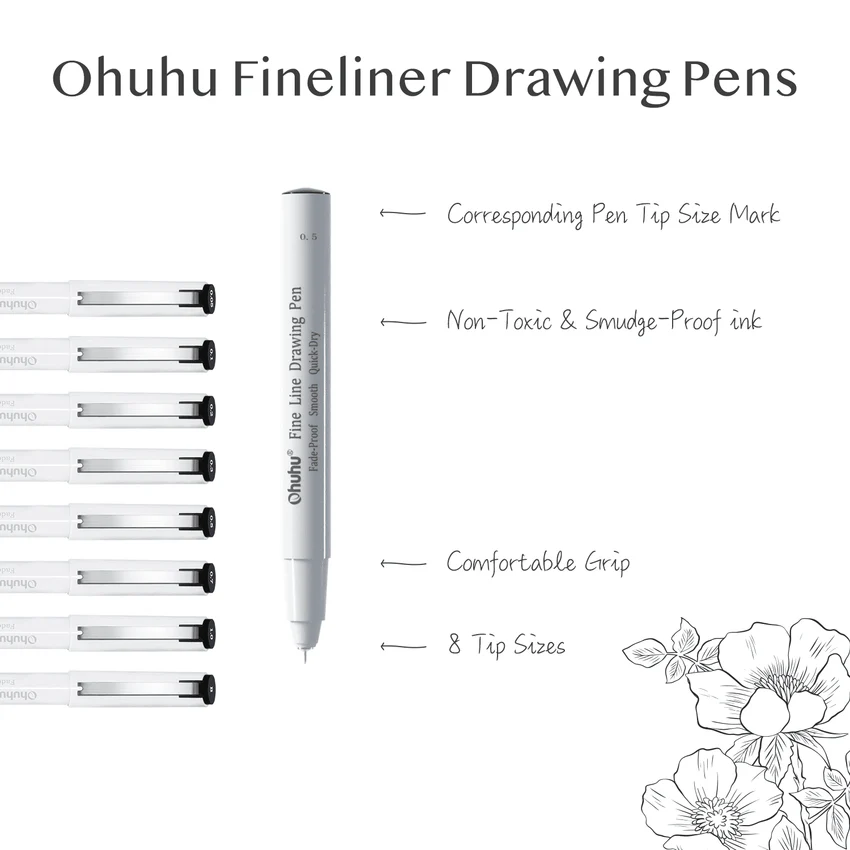 Ohuhu 8ct Fineliner Drawing Pens Y30-80600-28