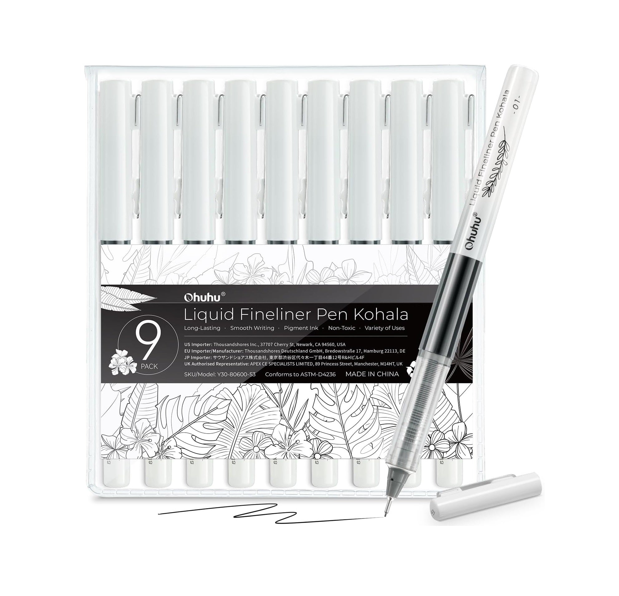 Ohuhu 9ct Kohala Liquid Fineliner Drawing Pens Y30-80600-53