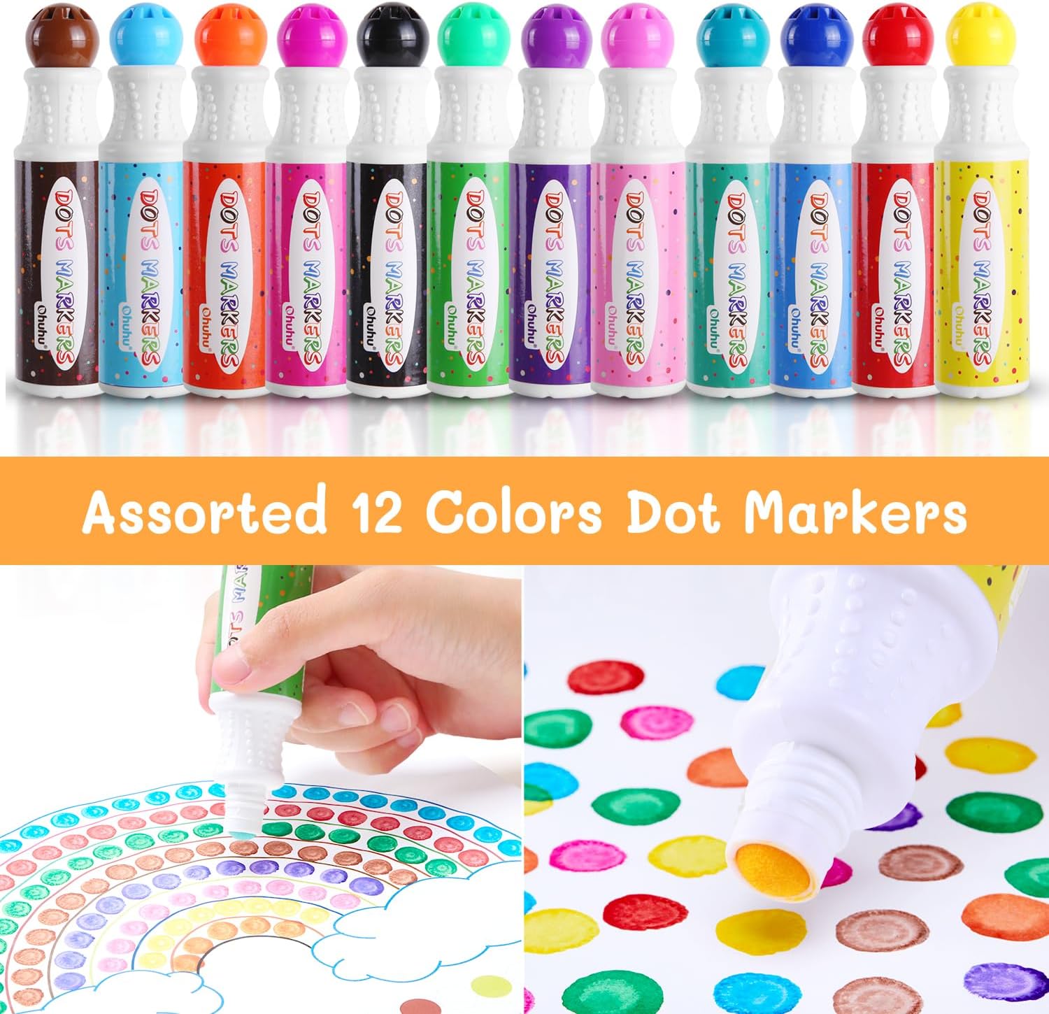 Ohuhu 12ct 40ml Dot Marker Bingo Daubers with 30 Page Activity Book Y30-80700-13